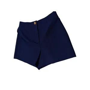 ZARA High Waisted Dress Tailored Navy Shorts Gold Button M thumbnail 8