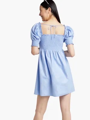 Hill House Athena Nap Dress Light Blue Babydoll Mini Dress Puff Sleeve Fairycore thumbnail 6