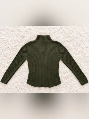 Vintage 90s St. John's Bay Ribbed Quarter Zip Sweater – Olive Green – L thumbnail 7