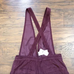 American Eagle • burgundy corduroy overall shorts romper shortalls maroon romper thumbnail 10