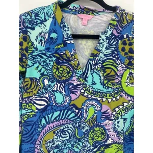 LILLY‎ PULITZER Odette Cattitude Knit Tunic Top Cat Tiger Colorful Artsy Size XS thumbnail 2