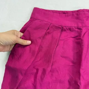 Theory Magenta Pink Linen Blend Pleated High Rise Tapered Trousers Size‎ 4 thumbnail 7