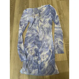Naked Wardrobe Blue Marble Sheer Mesh Swim Cover-Up Dress Medium NWT thumbnail 4