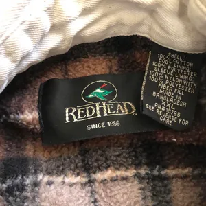 Redhead Chunky plaid fleece lined beige tan cream vintage bomber shacket jacket shirt flannel long sleeve thumbnail 4