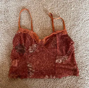 Floral Mesh crop top Orange thumbnail 1