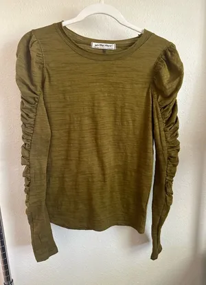 FREE PEOPLE WE THE FREE DARK Olive Green Top. thumbnail 1