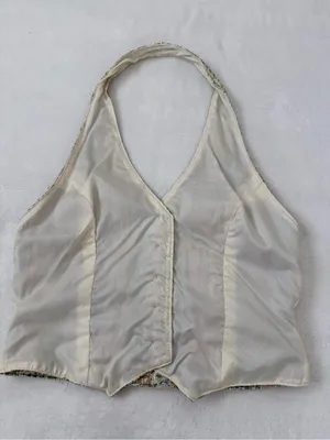 Fairycore Floral Brocade Halter Vest Whimsy Goth Cottagecore Boho Top thumbnail 5