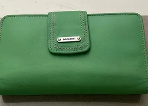 Dockers Bright Green Snap-Closure Continental Wallet LEATHER thumbnail 1