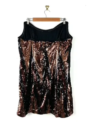Anthropologie Strapless Sequin Mini Dress Brown/Black Size 22W NWT thumbnail 5