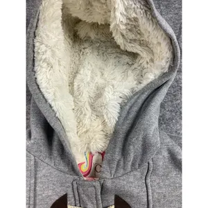 OP XL Hooded Sweatshirt Jacket Faux Fur Gray Full Zip Hooks Womens Long Sleeve‎ thumbnail 5