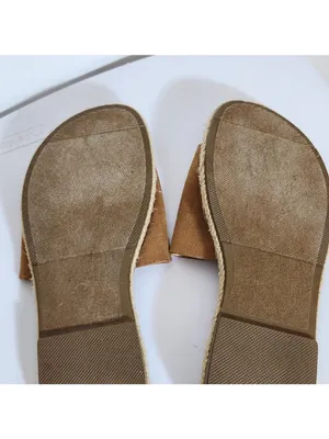 Soda Light Brown Faux Suede Slides Size 8.5 Flaw thumbnail 6