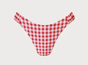 BERLOOK Red Plaid Ruched Bikini Bottom ONLY 42 Size XS thumbnail 7