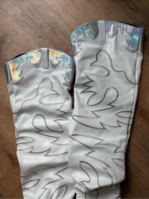 Western holographic thigh high cowgirl boots thumbnail 10