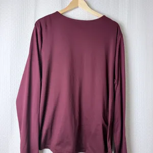 Rue+ Lace Up Grommet Women 2X Burgundy Long Sleeve Edgy‎ Goth V-Neck WitchyShirt thumbnail 6
