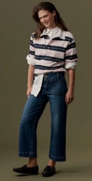 Maeve Anthropologie The Colette Cropped Wide Leg Jeans Dark Wash Denim‎ 28 NEW thumbnail 1