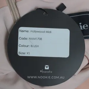 Nookie Hollywood Midi Dress Blush Pink Off the Shoulder Cutout Choker XS New thumbnail 12