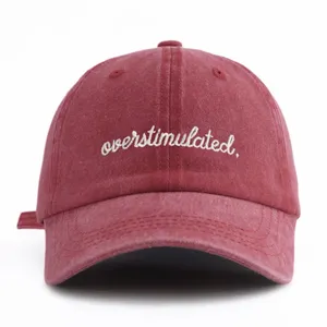 NWT Overstimulated Embroidered Maroon Burgundy Baseball Hat Adjustable Cap thumbnail 1