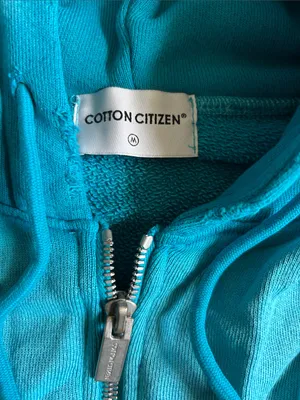 Cotton Citizen Turquoise Zip-Up Hoodie Jacket thumbnail 2