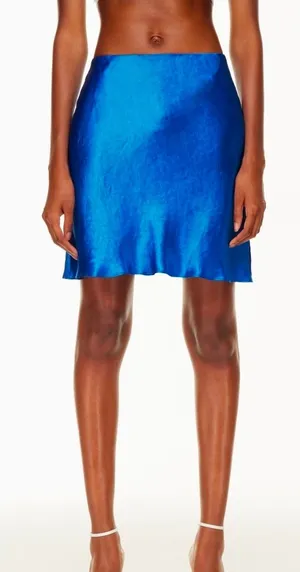 New Babaton Vibrant Blue Satin A-Line Skirt Size 2 thumbnail 1