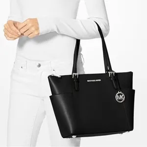 MICHAEL KORS Jet Set East West Top Zip Tote Bag Saffiano Leather Black thumbnail 3
