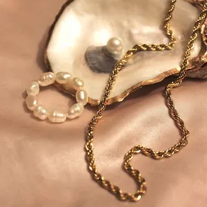 20in 18K gold plated rope chain necklace thumbnail 1