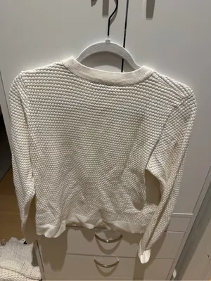 Milly Ivory Textured Crewneck Sweater thumbnail 6
