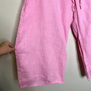 Vintage Kiko Bay Linen Pink Drawstring Capri Pants thumbnail 3