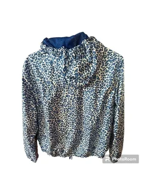 Adidas NEO Blue White Animal Print Wind Breaker Zipper Jacket thumbnail 4
