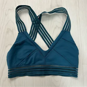 Alo Yoga Teal Blue Strappy Mesh Sports Bra Athletic Running Yoga Size XS thumbnail 2