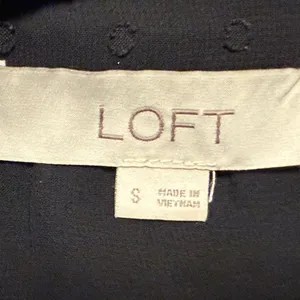 Loft Swiss‎ Dot Layered Ruffle Long Sleeve Keyhole Blouse Black Chiffon Small thumbnail 7