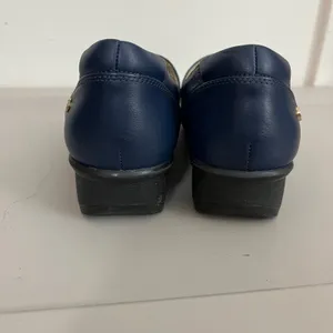 Revere Sicily Mary Jane Shoes 8M Blue Leather Wedge Comfort Career Academia thumbnail 5