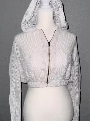Free People Movement‎ Size XS Fishnet Mesh Cropped White thumbnail 1