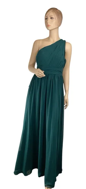 Azazie Charlize Stretch‎ A-Line One Shoulder Mesh Floor-Length Dress thumbnail 1