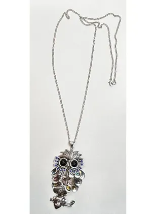 Black eyed own silver long necklace rhinestones and colorful! thumbnail 13