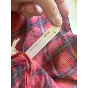 Free People FP One Grunge Mini Dress Long Sleeve Plaid Button Front Size L thumbnail 7