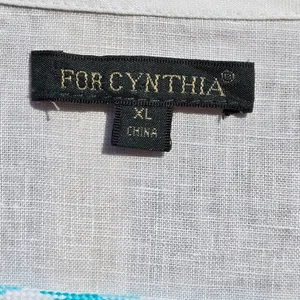 For Cynthia Linen Draped Front Floral 3/4 Sleeves Jacket XL thumbnail 4