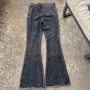 POL M high waisted embroidered flare denim jeans thumbnail 4
