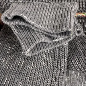DKNY Jeans 100% Cotton Gray & Metallic Silver‎ Animal Print Size L Crew Sweater thumbnail 10