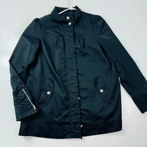 H&M Black Zip‎ Button Lightweight Coat Jacket Size 6 thumbnail 1