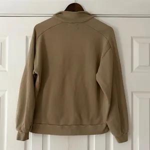Xirena Tan Khaki 100% Ring Spun Cotton Quarter Zip Sweatshirt‎ Small EUC thumbnail 2