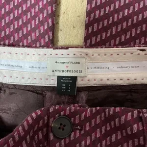 Anthropologie The Essential Flare Pants Plum‎ Geometric Stripe 2 Preppy Womens thumbnail 4