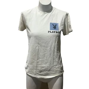 Playboy Women's White T-Shirt XS Multi-Color Bunny Print Logo thumbnail 2