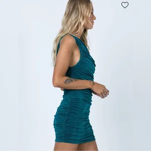 Lioness princess Polly green asymmetrical one shoulder mini ruched dress Xxs thumbnail 4