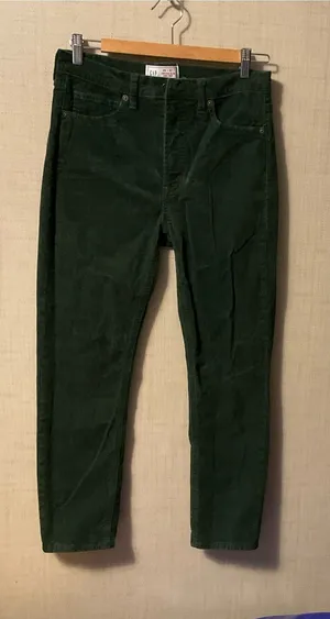 GAP Vintage Slim High Rise Corduroy Pants in Forest Green thumbnail 1