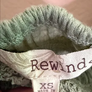Rewind Olive Green Smocked Peplum Crop Top thumbnail 2
