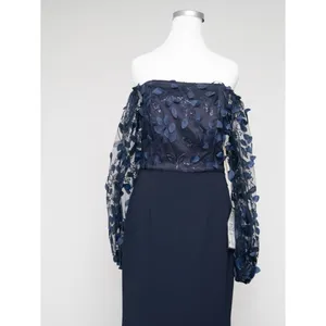 Eliza - Floral Appliqué Long Sleeve Off-the-Shoulder Gown thumbnail 6