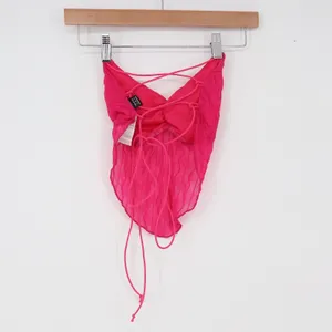 SHEIN Halter Top Women's S Pink Mesh Handkerchief Open Back Excellent thumbnail 4