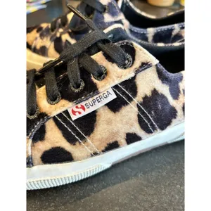 Superga 2750 FANVELVET Sneaker Leopard Velvet Print Tan Black size EU‎ 38 US 7.5 thumbnail 2