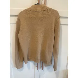 Lauren Ralph Lauren Tan Cotton Full Zip Cardigan Sweater Ribbed Knit Womens L thumbnail 6