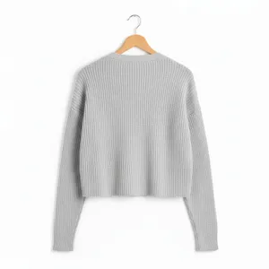 No Boundaries Womens Cardigan Sweater XL Light Grey Button Front Ribbed Casual thumbnail 7